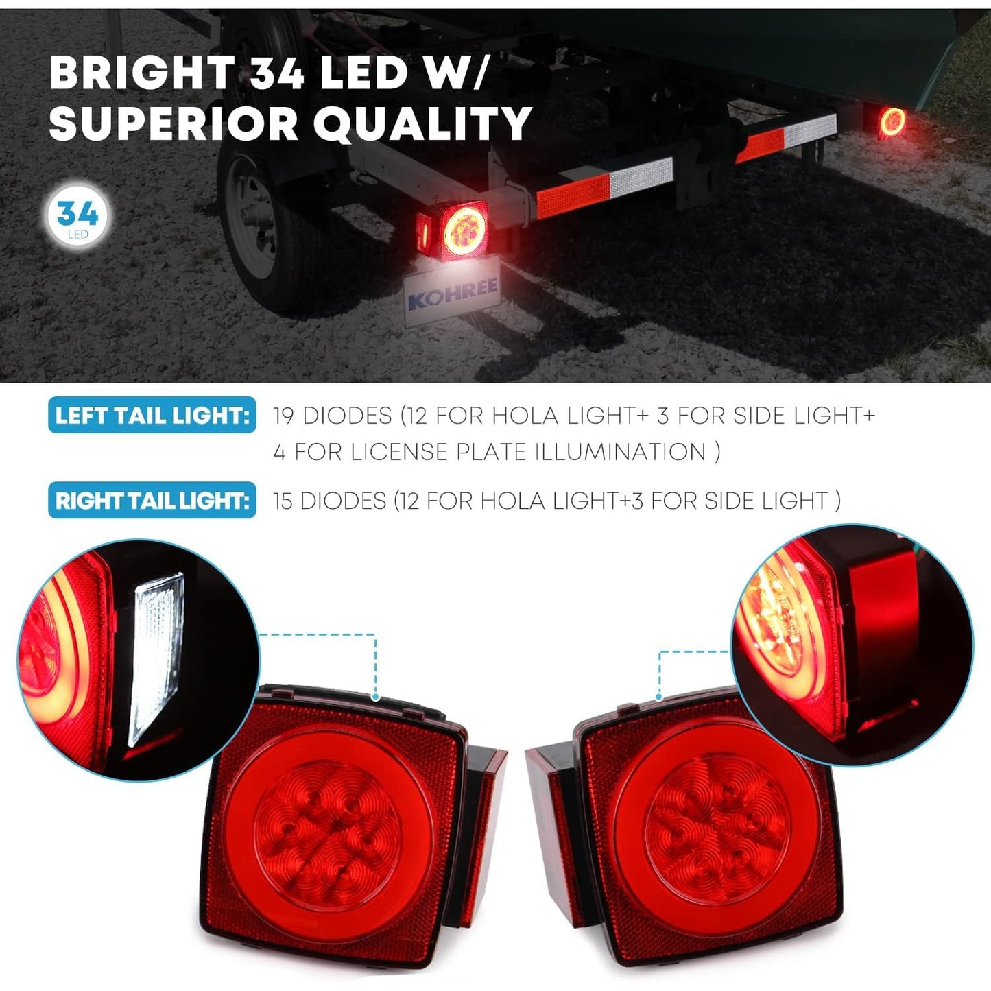 Hemdre Super Bright Led Trailer Light Kit