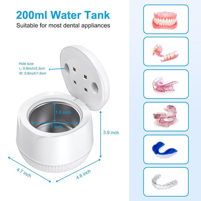 Ultrasonic UV Retainer Cleaner Machine - 45kHz Ultrasonic Cleaner for Dentures, Aligner, Mouth Guard, Whitening Trays, Toothbrush Head, 5/10 Minute Ultrasonic/Pulse Cleaning for Jewelry, Diamonds