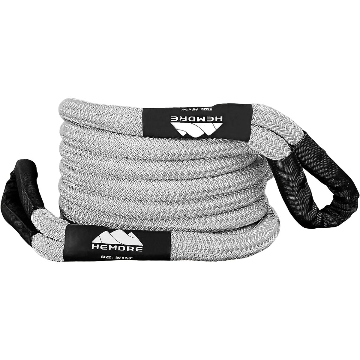 Hemdre 7/8in × 20ft Kinetic Recovery & Tow Rope (25200lbs), Heavy Duty Snatch Rope Offroad Power(Grey)